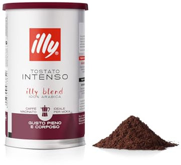 illy Caffè macinato per moka Tostato INTENSO, 12 Barattoli da 185 grammi