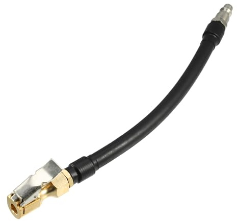 Motoforti Adaptador Manguera Inflador Con Bloqueo Para Válvula Neumático | Material cobre acero caucho, Longitud 20cm, Diámetro 8mm, Tamaño 23x16mm, Rosca M11x1.0 G1/4-19, Universal, 1pc
