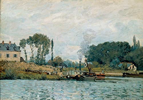 AgaaTi Kunstdruck Leinwand Jahrgang Wandkunst Boote an der schleuse von bougival von alfred sisle für Wanddekoration 60x90cm