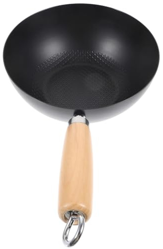 ABOOFAN Wok En Fonte 20 Cm Petit Wok Sans Revêtement Poêle à Frire Multifonction Cuisine Au Gaz La Cuisine Quotidienne