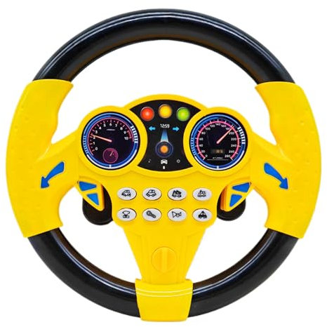 Cuackamily Giocattoli per Volante Bambini, Volante per Auto, Controller di Guida Portatile simulato, Giocattolo d'Imitazione per Guida Simulata, giocattolo regalo educativo per bambini (Giallo)