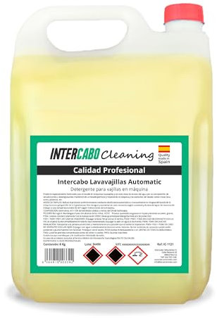 Intercabo – Détergent Lave-Vaisselle Automatique 5 L • Nettoyage Puissant de la Vaisselle • Élimine Graisses et Résidus • Usage Professionnel • Format Économique pour Lave-Vaisselle Industriel