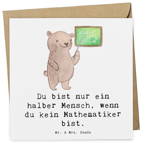 Mr. & Mrs. Panda Grußkarte Mathematiker Herz - Geschenk, anlasskarte, Spruch, Glückwunschkarte, Master, Witzig, Bachelor, doppelkarte, Klappkarte, Lustig, faltkarte