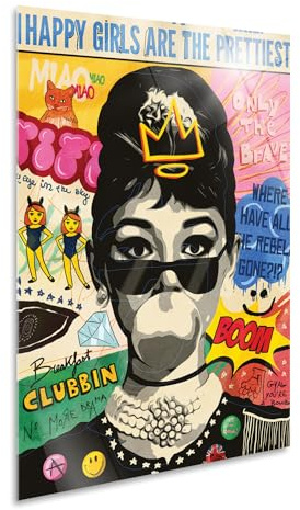 Giallobus - Quadro - 05 - Audrey Punk - Vetro Acrilico - 50x70 - Pronto da Appendere - Quadri Moderni per la casa