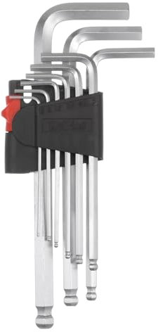 NTEK 9 Pcs Metric Hex Key Set, Allen Key Set 1.5-10mm, Anti-Slip Long Ball End Hex Wrench Set, Allen Wrench Universal Set for Furniture Assembly, Bike, Motorcycle Maintenance, Household (Sliver)