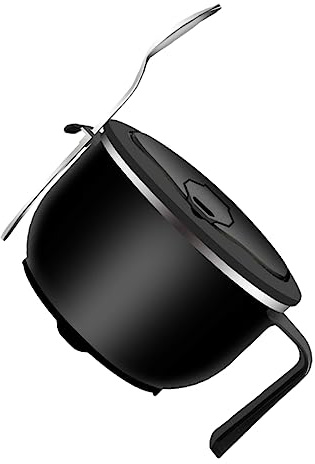 CIYODO Bol à Nouilles Inox 304 1200 Ml Couvercle En Acier Anti-brûlure Bol à Lunch Noir Pour Étudiants Extérieur Et Garçon Et Filles Cuillère à Salade Unique