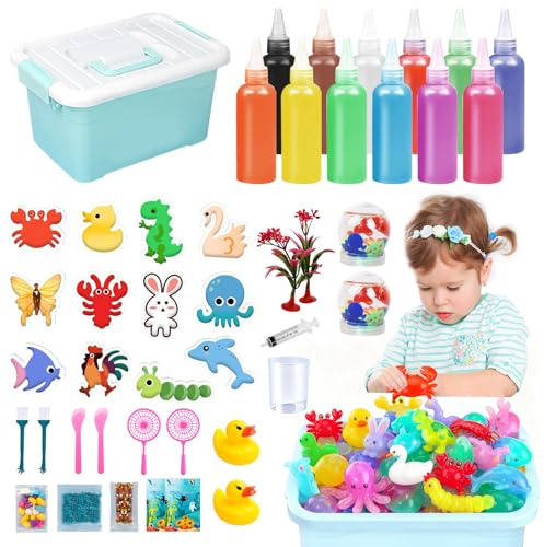IEEILULU Magic Water Elf, 3D Aqua Gelz mit 12 Vorlagen, Magischer Wasserelfe mit Aufbewahrungsbox, Aqua Fairy Toy Set für Jungen und Mädchen (Colored-120-1)