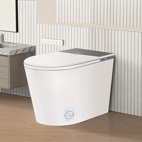 BAYTINA Toilette intelligente,un pezzo WC con bidet incorporato,Moderno allungato Tankless WC con sedile WC riscaldato, bidet acqua calda, asciugatrice, sciacquone automatico della toilette,