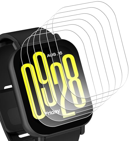 Bigqin 6 Piezas Protector de Pantalla Compatible con Xiaomi Redmi Watch 5 Active, HD Película Cristal Templado Compatible con Xiaomi Redmi Watch 5 Active, Anti-Arañazo