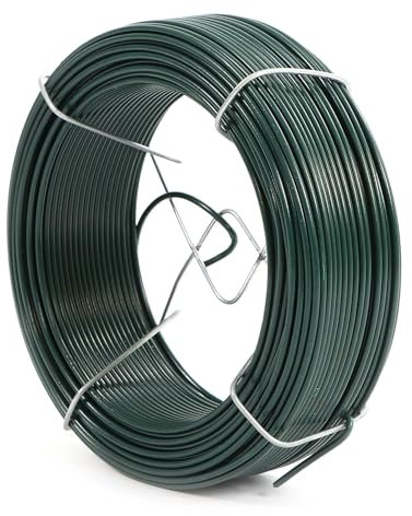 Wiltec Filo di Acciaio plastificato Ø 2 mm x 50 m, Filo da Giardino in Acciaio zincato con Rivestimento in PVC Verde, Fil di Ferro per Recinzione, Piante, Fiori, bricolage