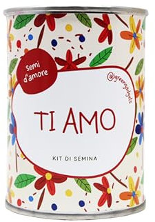 iGreen Fiori in Lattina Augurali - Kit Coltivazione Fiore da Regalare (Ti Amo) - Idea Regalo Ecosostenibile - 100% Made in Italy - Lattina in Alluminio con Semi di Fiori di Campo