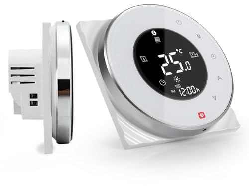 Dream Heat Smart Thermostat Heizung, Rundes Touch-Display, WLAN-Steuerung, Programmierbare Modi, Kompatibel mit Amazon Echo, Google Home, Weiß