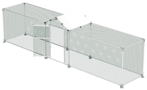 YRHome Hühnerstall Freilaufgehege 5x1x1,5m aus Verzinkter Stahlrahmen Kleintierstall Freigehege Katzengehege Geflügelstall mit Tür, Verriegelung & Wasserfest Sonnendach für Hühner Kaninchen Ente