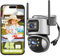Camara Vigilancia WiFi Exterior 4K 8MP 360° PTZ Cámara Vigilancia con Doble Lente,Visión Nocturna en Color, Seguimiento Inteligente, Audio Bidireccional, IP66,Compatible Alexa