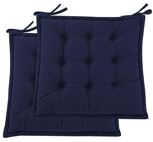 PRIMEPATIO Dining Chair Seat Cushions Set of 2, 45x45cm, Navy Blue