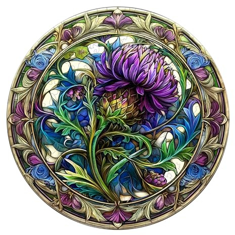 Wooden Puzzles for Adults, 300pcs Scotch Thistle Wood Puzzle, Unique Animal Shape Puzzles with Wood Box, 34 * 34cm Wooden Puzzle for Family Game and Birthday Gifts for Friend