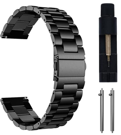 MaEiol 22mm Metall Armband für Garmin Venu 4/3 45mm /Garmin Forerunner 570 47mm /Forerunner 265/255/255 Music/vivoactive 4 /Venu 2, Edelstahl Business Armbänder für Herren Damen