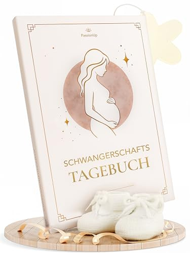 PassionUp® Schwangerschafts-Tagebuch mit extra viel Platz für Lieblingsfotos. Liebevolles Geschenk für Schwangere I Mit Themen- und Monatseinteilung I DinA5 I Schwangerschaftstagebuch zum Ausfüllen