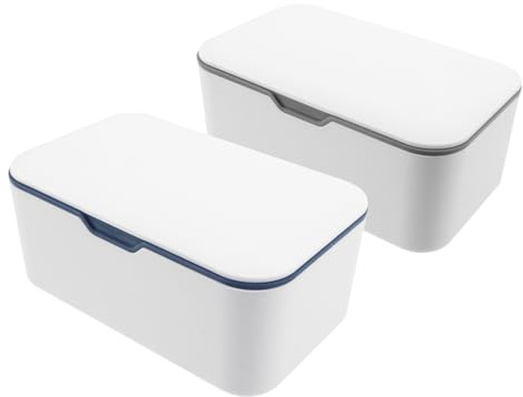 Boîte de Mouchoirs de Voyage Portative 2 Pièces en Plastique Bleu