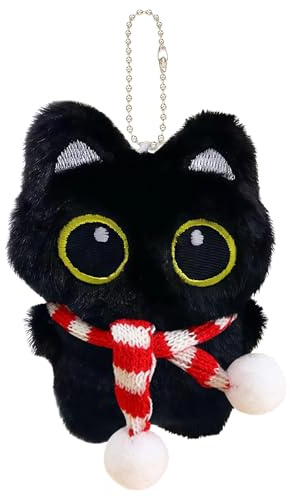 BelleFlair Schwarzer Katzen Schlüsselanhänger Katze Plüsch Bag Charm, süßer Kawaii Taschenanhänger für Handtaschen und Rucksäcke, Plüsch Accessoire als Geschenk für Katzenliebhaber und Freunde