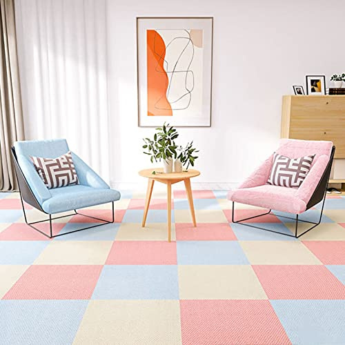 Moquette quadrotte autoadesive, Piastrelle autoadesive per tappeti, stacca e Attacca 20x20, Tappetino per Animali Domestici, Facile Installazione Fai da Te per Camera da Letto, 12 Pezzi, Pavimento Fa