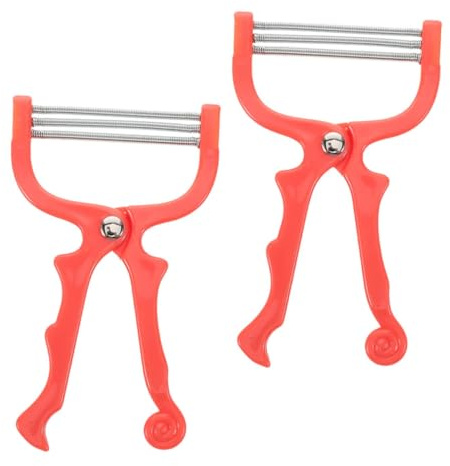 Depiladoras Faciales Manuales de Resorte 2 Piezas, Rojo | Metal y Plástico, Diseño Portátil Ligero, para Retoques y Aplicación de Maquillaje