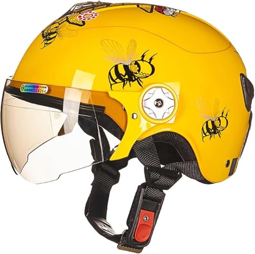 Casco da moto per bambini, casco leggero aperto per ragazzi e ragazze con visiera parasole, casco per ciclomotore, per tutte le stagioni, per bambini dai 3 ai 16 anni J,50-56CM
