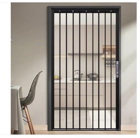 Transparente Acryl-Faltschiebetür, Aluminiumrahmen, unsichtbare Akkordeon-Türen, Innen-HD-Raumteiler mit Schloss für Schrank, Speisekammer