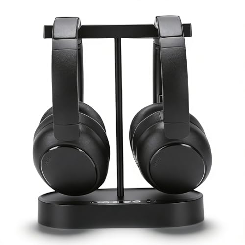 Dpofirs 2 Cuffie Wireless per Guardare la TV, Comode Cuffie per Anziani, TV con Base di Ricarica per Trasmettitore, Bluetooth 5.4, Voce Chiara