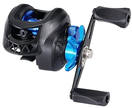 Carretes de Pesca Carrete de Pesca Profesional Ultraligero 7.2.1 Ratio Engranaje Rueda Baitcasting Carpa Arrastre máximo 8kg Carrete fundición para Agua Salada(Blue,Right Hand)