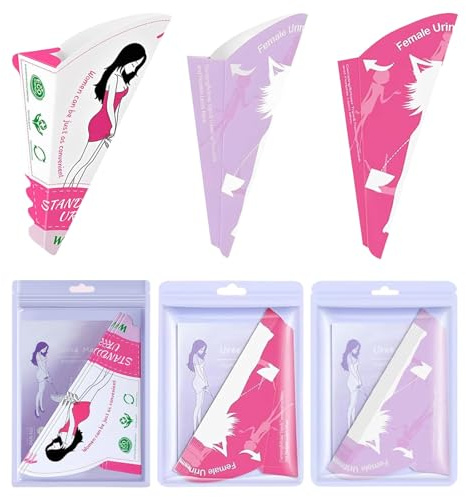 WUMZIRA 30 Pcs Urinario Femenino para Orinar de Pie, Urinario Portátil Mujer de Papel Impermeable, Embudo Desechable para Viajes, Camping, Senderismo y Festivales, 3 Colores (Lila, Magenta, Rosa)