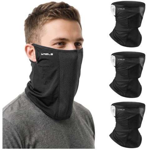 WRELS 3er Pack Kühlendes Schlauchschal Multifunktionstuch Mundschutz | Schnelltrocknend,Sonnenschutzmittel,Leichtes,Elastisches Halstuch mit Belüftungsnetz für Outdoor, Radfahren, Motorrad