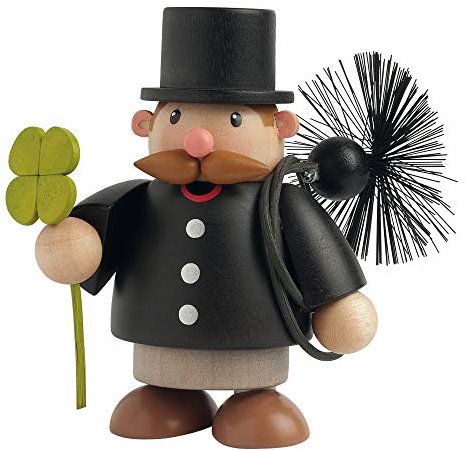 KWO Olbernhau 25009 Räuchermännchen Schornsteinfeger mini, 10 cm