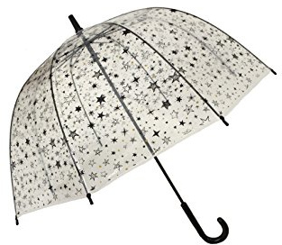 SMART BULLE Parapluie Enfant Fille Transparent étoiles, Cloche en Fibre avec Bordure Réfléchissante