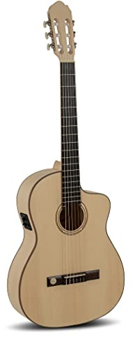 GEWA E-Akustik Klassikgitarre Pro Natura Silver Samba - mit Cutaway - Massive Fichtendecke - Boden/Zarge Ahorn - Fishman Tonabnehmer - Naturfarben - seidenmatt - Hannabach Saiten - Made in Europe