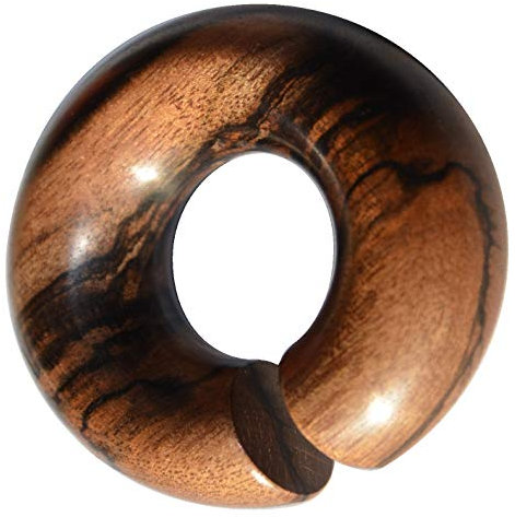 CHICNET Damen Herren Ohrgewicht Dehner Expander Ohr Piercing aus Tigerholz Holz in braun, Ring Donut Form, unten offen, getigert, Plug Tunnel, Größen 10mm bis 16mm (22 mm)