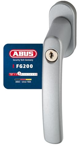 ABUS Abschließbarer Fenstergriff FG200 AB208-10er Set - Fensterknauf mit Druckzylinder, gleichschließend - ABUS-Sicherheitslevel 3-88561 - Silber