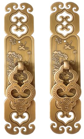 Tiazza 2 Stück Vintage-Stil Prägemuster Ziehgriff Bücherregal Kleiderschrank Schublade reines Kupfer Doppeltürgriff