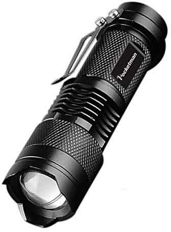 POCKETMAN Mini lampe de poche LED 7W 300 lumens portable lampe de poche Mini Q5 tactique lampe de poche zoom 3 modes d'éclairage