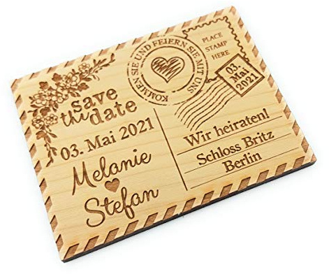 Save the Date Magnete für Hochzeit, personalisierte Holzmagnete, 5 St.