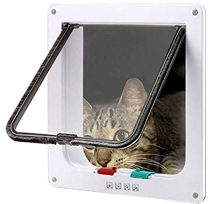 Katzenklappen Hua Haustiertür/Katzenklappe, ABS-Material Ohne EIN- Und Ausgangsklappe Für Metalltüren Und -Fenster, Mit 4-Wege-Schloss Und Leiser Bürste