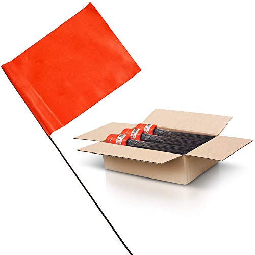 Fluorescent Orange Marking Flags 1000 Pack - 4x5x15 Inch Bulk Yard Flags - Markers For Lawn, Irrigation, Landscaping, Survey & Sprinkler Head Marking