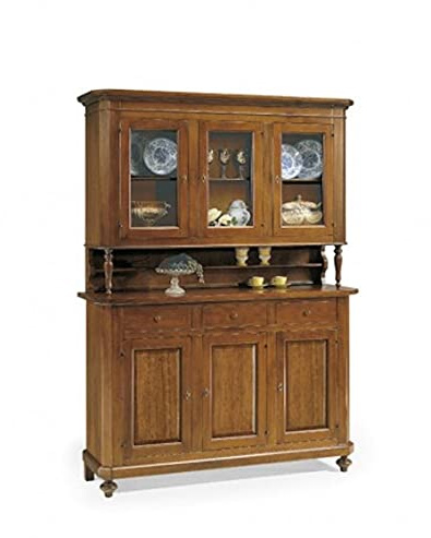 Mar.c.a. Design - Elegante Vitrine für Wohnzimmer, aus Pappelholz, mit 3 Türen – Möbelstück für Wohnzimmer, Kunst Povera Made in Italy