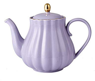 caihuashopping Kaffeekanne Kreativer keramischer Haushaltskaffeekanne mit Filter 800ml Handgemachter Kaffeekanne Weiß/Rosa/Purpurrote Melonenkantenart Kaffeebereiter (Color : White)