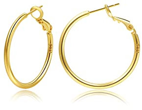 Creolen aus Sterling Silber,Gold Silber große Creolens für Damen 14 Karat echt Vergoldet Große Dünne Hypoallergen Kreis Endlose Creolen, 20/30/40/50/60/70 mm für Mädchen