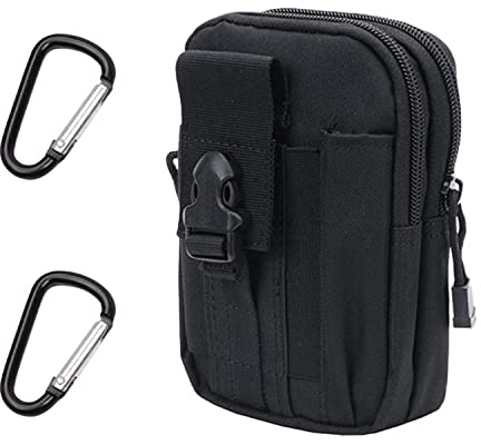 Titre : 1 pièce de Sac de Taille Tactique extérieur, avec 2 mousquetons en Alliage d'aluminium, Sac d'accessoires Multifonctions, Sac de Taille étanche Portable, Sac de téléphone Portable
