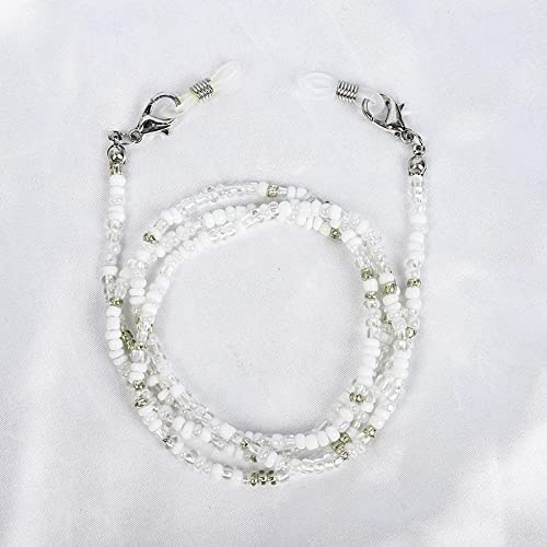 Brillenkette 6 Farben Mode Lesebrillen Kette Retro Perlen Brillen Sonnenbrillen Brillenband Umhängeband String Kette Brillen Weiß