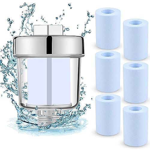 Filtre de douche, Filtre à eau de Douche avec 6 Cartouches Filtre Douche Anti Calcaire, Filtre à Eau Pommeau de Douche pour une Filtration Efficace des Impuretés Dans L'eau