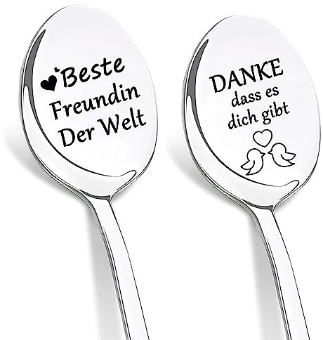 DIKARIYA Geburtstagsgeschenk für Beste Freundin 2er Kaffeelöffel mit Gravur | Geschenk Freundin Geburtstag Löffel mit Gravur Liebeslöffel Geschenke Beste Freundin Freundschaftsgeschenke für Freundinnen