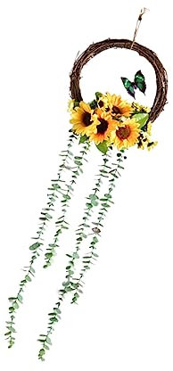 Garneck Künstliche Sonnenblumen Girlande Sonnenblumen Kranz Aus Kunststoff Sträußring Gelb Für Dekoration Von Räumen Und Terrassen